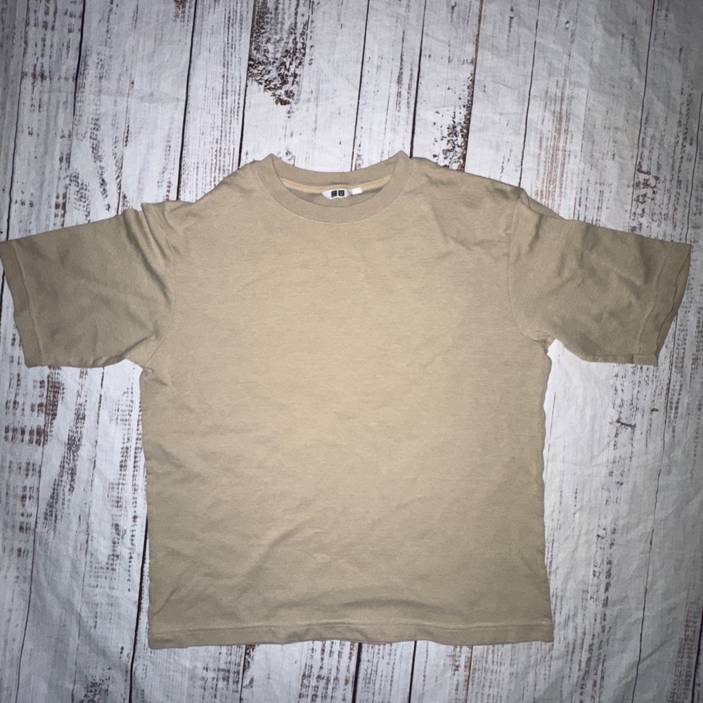 Uniqlo Mens Medium (Fits Like Small Beige Airism Oversized T-Shirt Cotton Blend